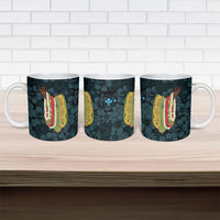 Hawaii Lei Kamehameha Ceramic Mug Uliuli Seamless Pattern Hibiscus Flower