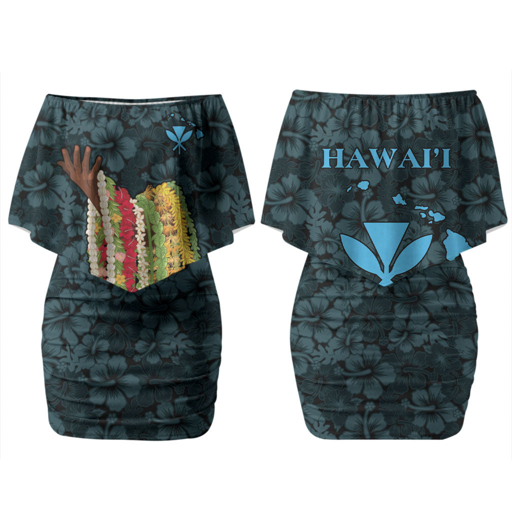 Hawaii Lei Kamehameha Couples Matching Off Shoulder Short Dress and Hawaiian Shirt Uliuli Seamless Pattern Hibiscus Flower LT9 - Polynesian Pride