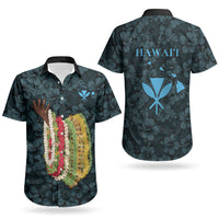 Hawaii Lei Kamehameha Couples Matching Off Shoulder Short Dress and Hawaiian Shirt Uliuli Seamless Pattern Hibiscus Flower LT9 - Polynesian Pride