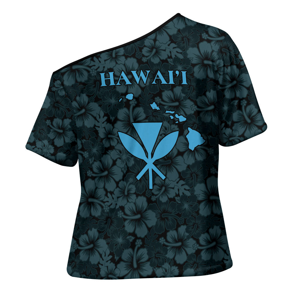 Hawaii Lei Kamehameha Cross Shoulder Shirt Uliuli Seamless Pattern Hibiscus Flower LT9 - Polynesian Pride