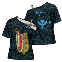 Hawaii Lei Kamehameha Cross Shoulder Shirt Uliuli Seamless Pattern Hibiscus Flower LT9 - Polynesian Pride