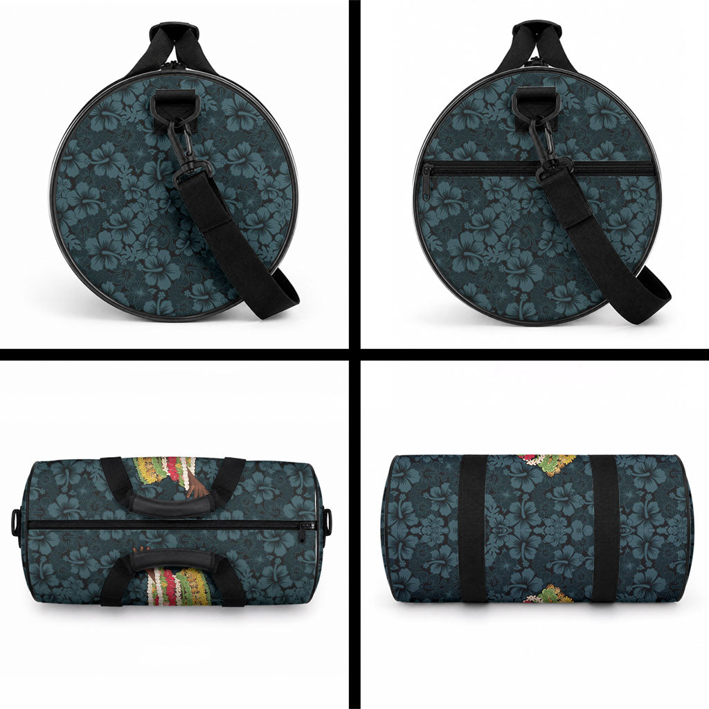 Hawaii Lei Kamehameha Duffle Bag Uliuli Seamless Pattern Hibiscus Flower LT9 - Polynesian Pride