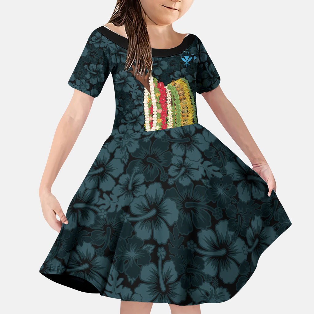 Hawaii Lei Kamehameha Family Matching Off Shoulder Maxi Dress and Hawaiian Shirt Uliuli Seamless Pattern Hibiscus Flower