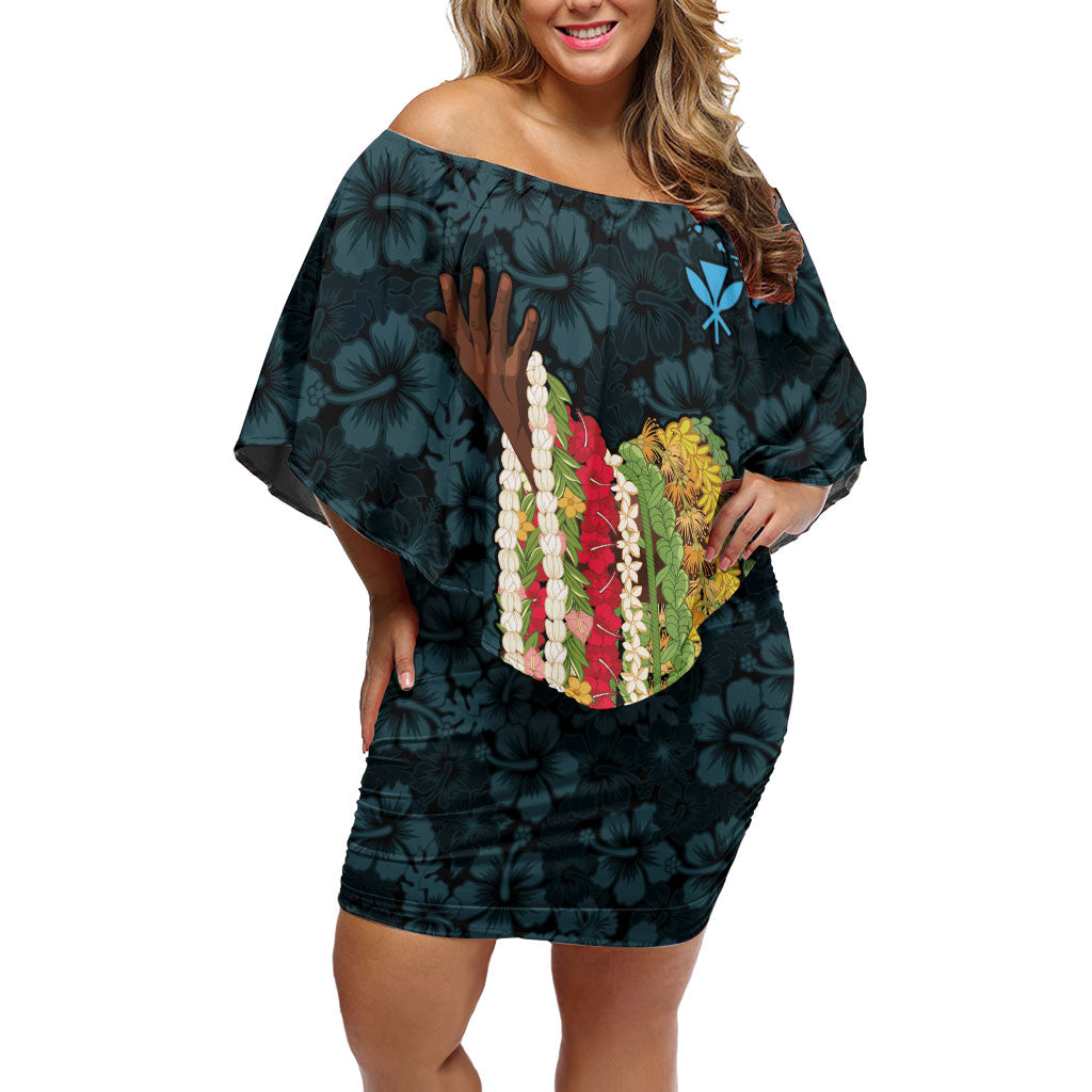 Hawaii Lei Kamehameha Family Matching Off Shoulder Short Dress and Hawaiian Shirt Uliuli Seamless Pattern Hibiscus Flower