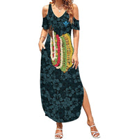 Hawaii Lei Kamehameha Family Matching Summer Maxi Dress and Hawaiian Shirt Uliuli Seamless Pattern Hibiscus Flower