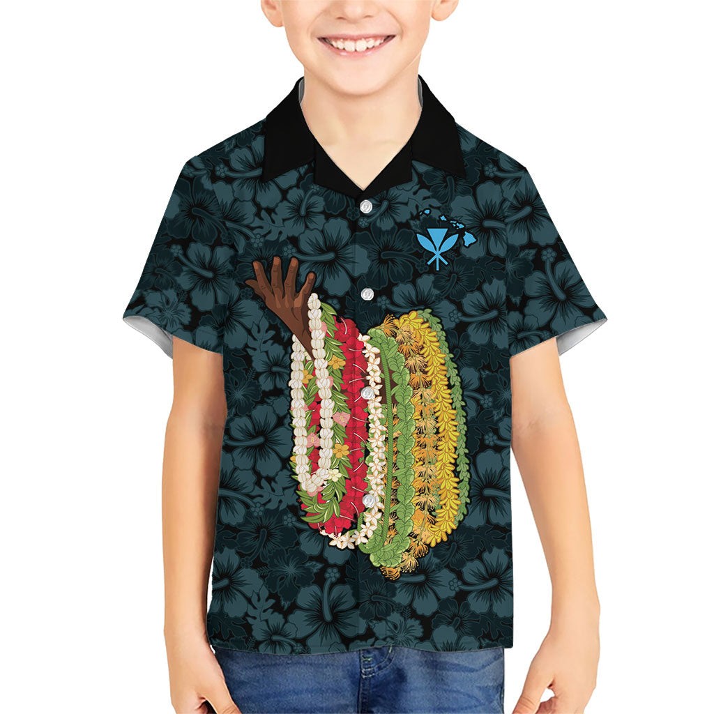 Hawaii Lei Kamehameha Family Matching Summer Maxi Dress and Hawaiian Shirt Uliuli Seamless Pattern Hibiscus Flower