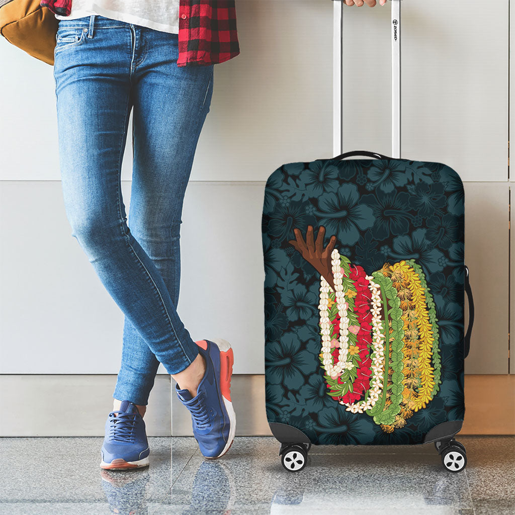 Hawaii Lei Kamehameha Luggage Cover Uliuli Seamless Pattern Hibiscus Flower LT9 - Polynesian Pride