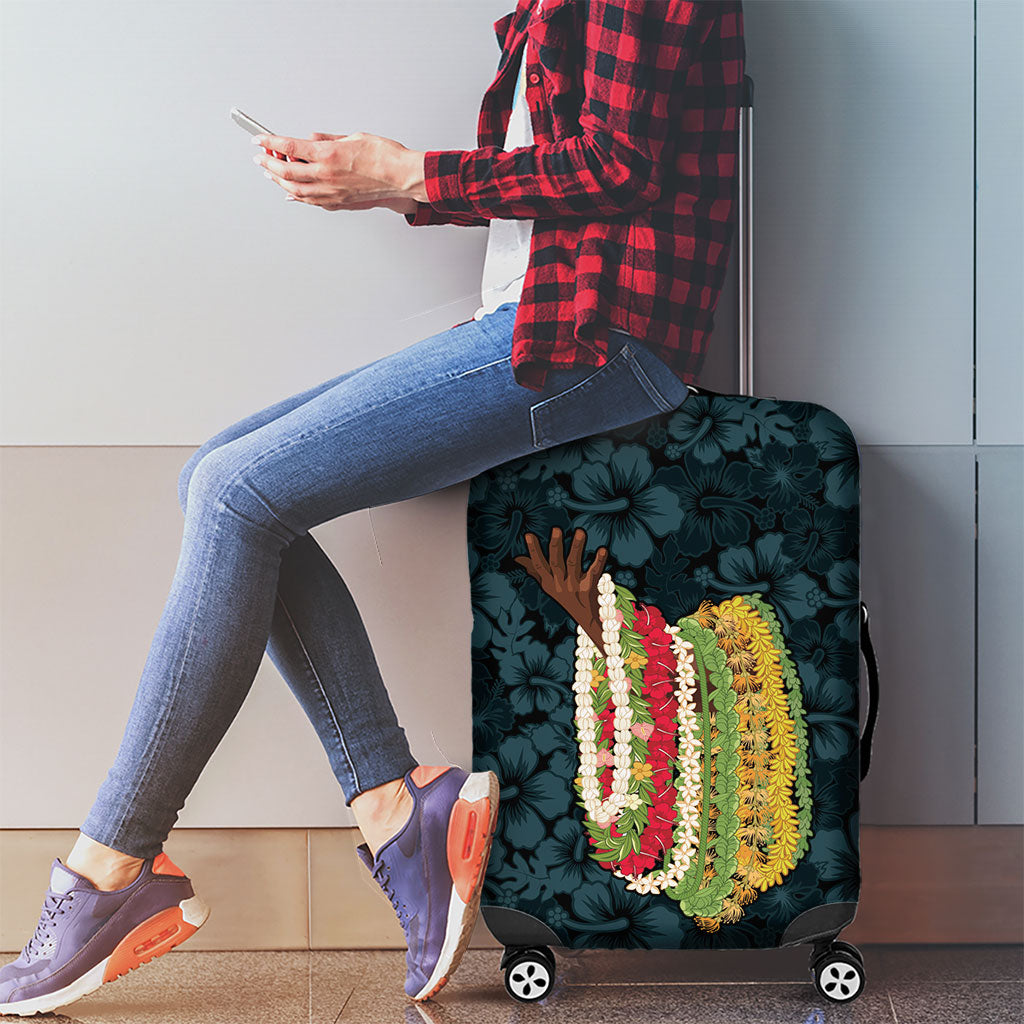 Hawaii Lei Kamehameha Luggage Cover Uliuli Seamless Pattern Hibiscus Flower LT9 - Polynesian Pride