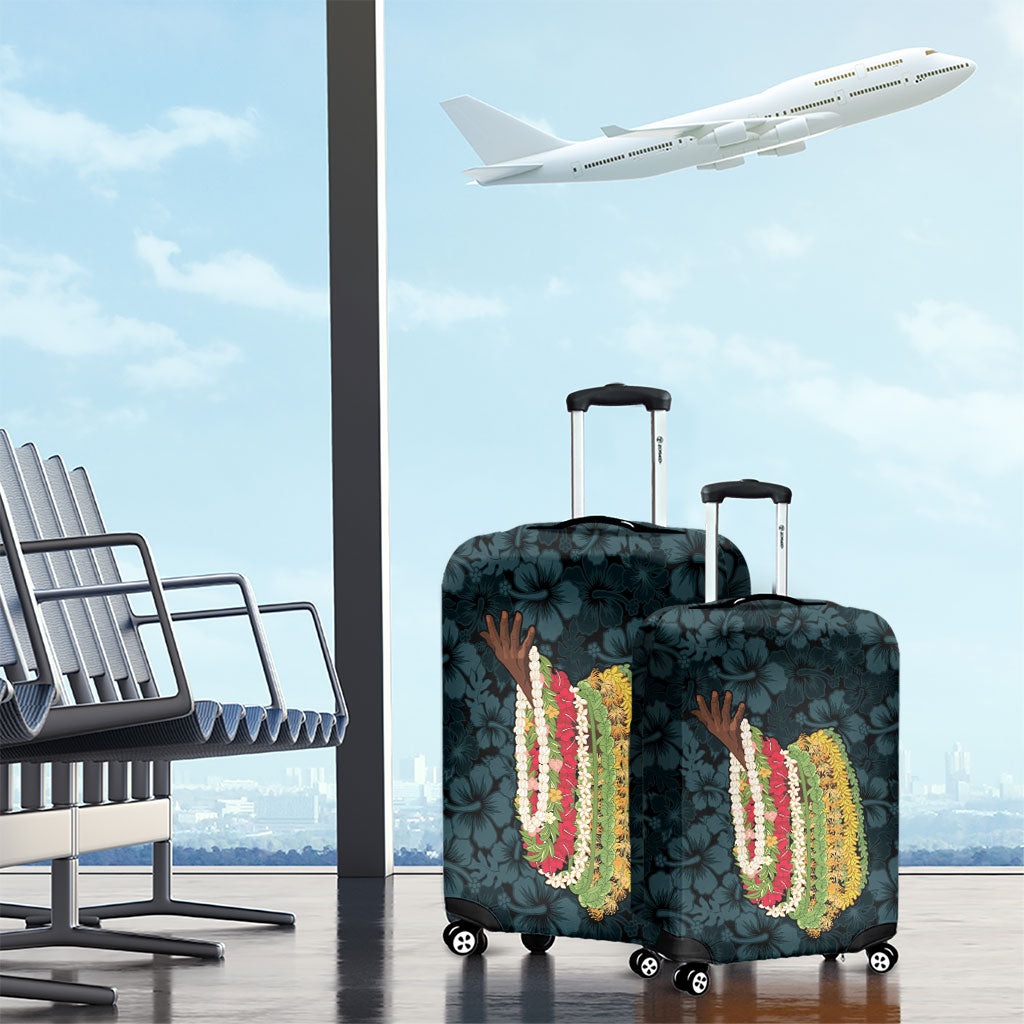 Hawaii Lei Kamehameha Luggage Cover Uliuli Seamless Pattern Hibiscus Flower LT9 - Polynesian Pride
