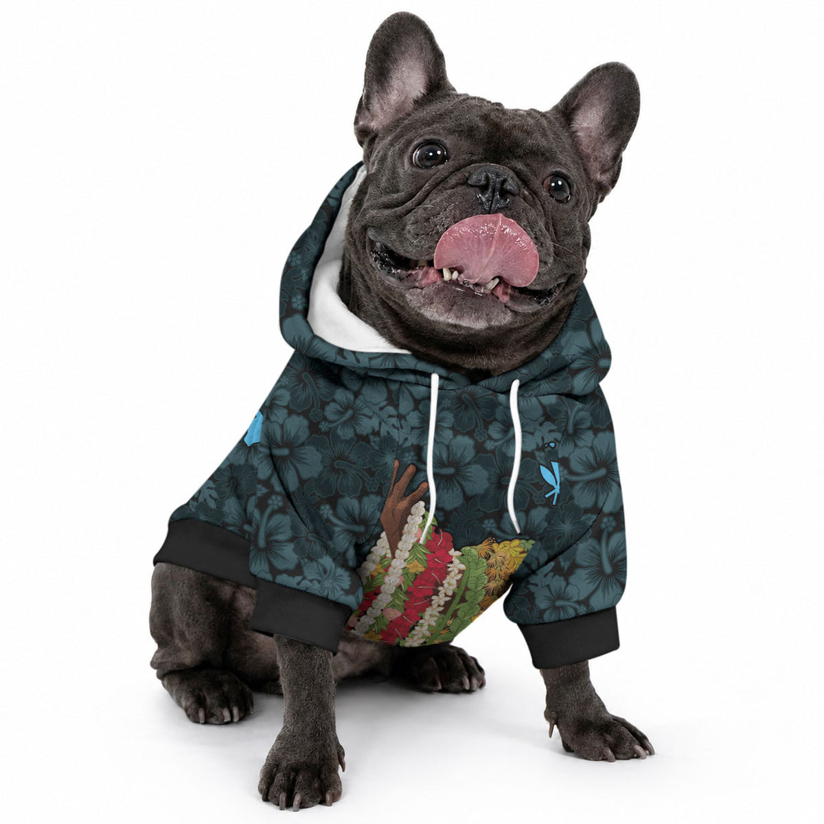 Hawaii Lei Kamehameha Pet Hoodie Uliuli Seamless Pattern Hibiscus Flower LT9 - Polynesian Pride