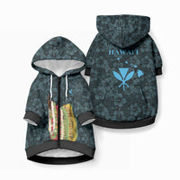 Hawaii Lei Kamehameha Pet Hoodie Uliuli Seamless Pattern Hibiscus Flower LT9 Zip-up Blue - Polynesian Pride