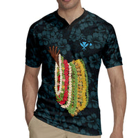 Hawaii Lei Kamehameha Rugby Jersey Uliuli Seamless Pattern Hibiscus Flower