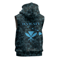 Hawaii Lei Kamehameha Sleeveless Zip Hoodie Uliuli Seamless Pattern Hibiscus Flower