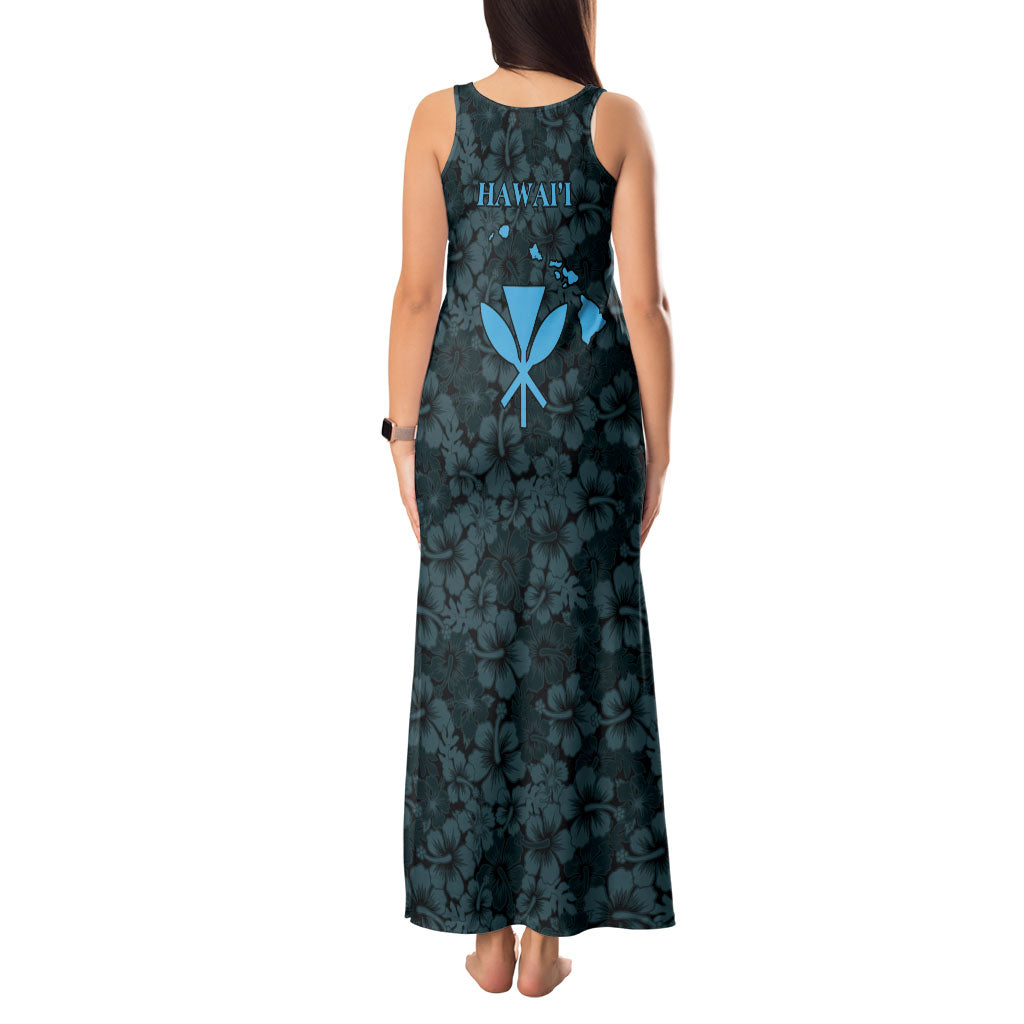 Hawaii Lei Kamehameha Tank Maxi Dress Uliuli Seamless Pattern Hibiscus Flower