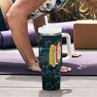 Hawaii Lei Kamehameha Tumbler With Handle Uliuli Seamless Pattern Hibiscus Flower