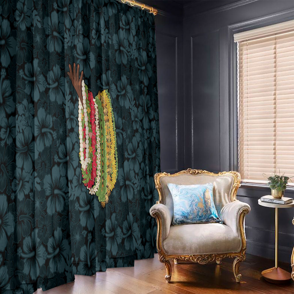 Hawaii Lei Kamehameha Window Curtain Uliuli Seamless Pattern Hibiscus Flower LT9 - Polynesian Pride