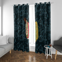Hawaii Lei Kamehameha Window Curtain Uliuli Seamless Pattern Hibiscus Flower LT9 With Grommets Blue - Polynesian Pride
