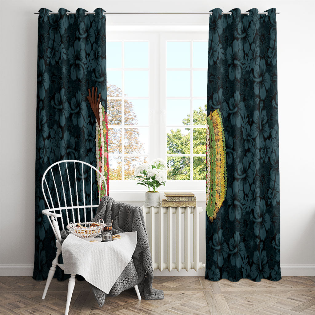 Hawaii Lei Kamehameha Window Curtain Uliuli Seamless Pattern Hibiscus Flower LT9 - Polynesian Pride