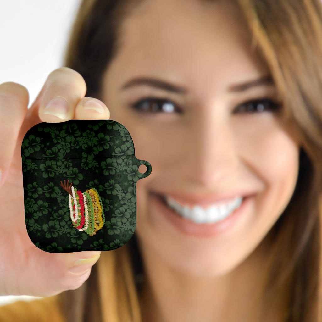 Hawaii Lei Kamehameha AirPods Case Oma'oma'o Seamless Pattern Hibiscus Flower