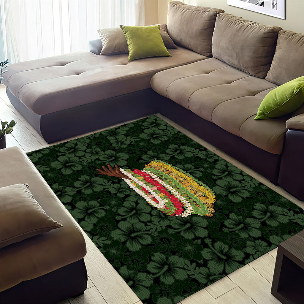 Hawaii Lei Kamehameha Area Rug Oma'oma'o Seamless Pattern Hibiscus Flower
