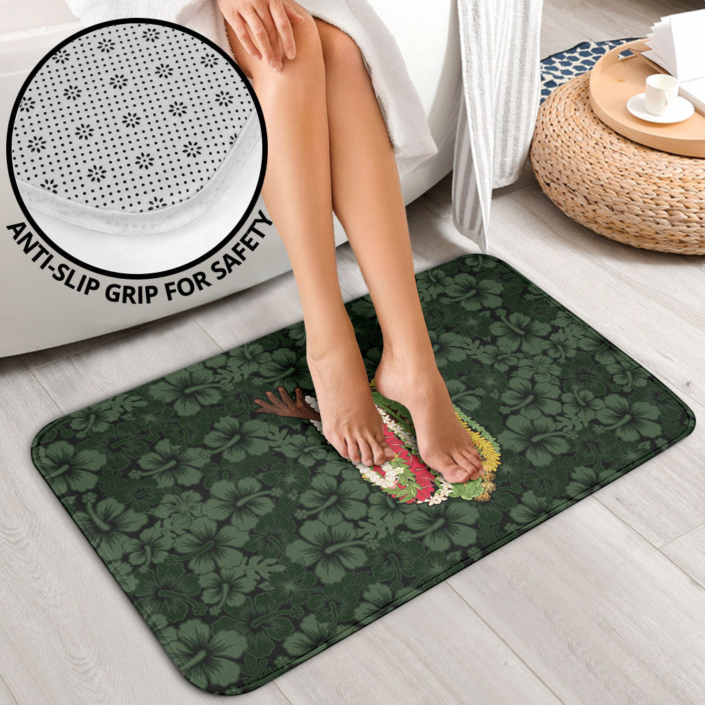 Hawaii Lei Kamehameha Bathroom Set Oma'oma'o Seamless Pattern Hibiscus Flower