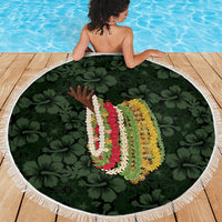Hawaii Lei Kamehameha Beach Blanket Oma'oma'o Seamless Pattern Hibiscus Flower