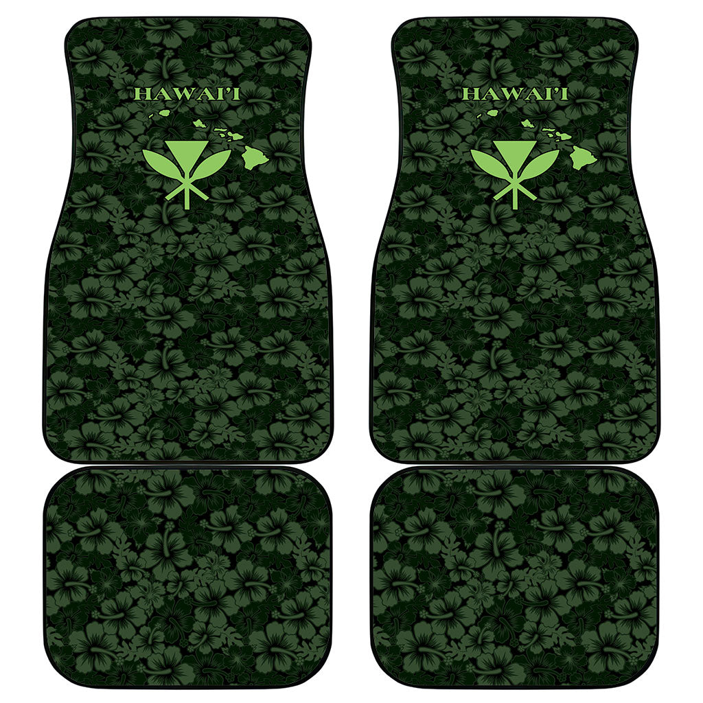Hawaii Lei Kamehameha Car Mats Oma'oma'o Seamless Pattern Hibiscus Flower LT9 - Polynesian Pride