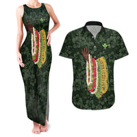 Hawaii Lei Kamehameha Couples Matching Tank Maxi Dress and Hawaiian Shirt Oma'oma'o Seamless Pattern Hibiscus Flower