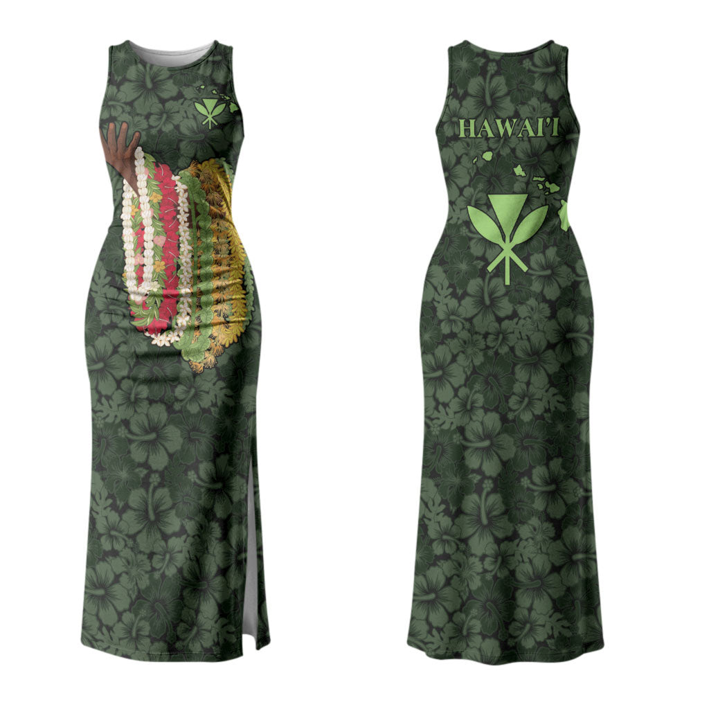 Hawaii Lei Kamehameha Couples Matching Tank Maxi Dress and Hawaiian Shirt Oma'oma'o Seamless Pattern Hibiscus Flower LT9 - Polynesian Pride