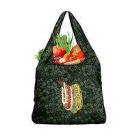 Hawaii Lei Kamehameha Grocery Bag Oma'oma'o Seamless Pattern Hibiscus Flower