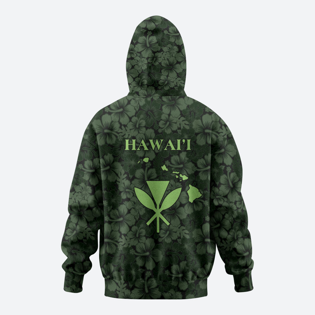 Hawaii Lei Kamehameha Hoodie Oma'oma'o Seamless Pattern Hibiscus Flower LT9 - Polynesian Pride