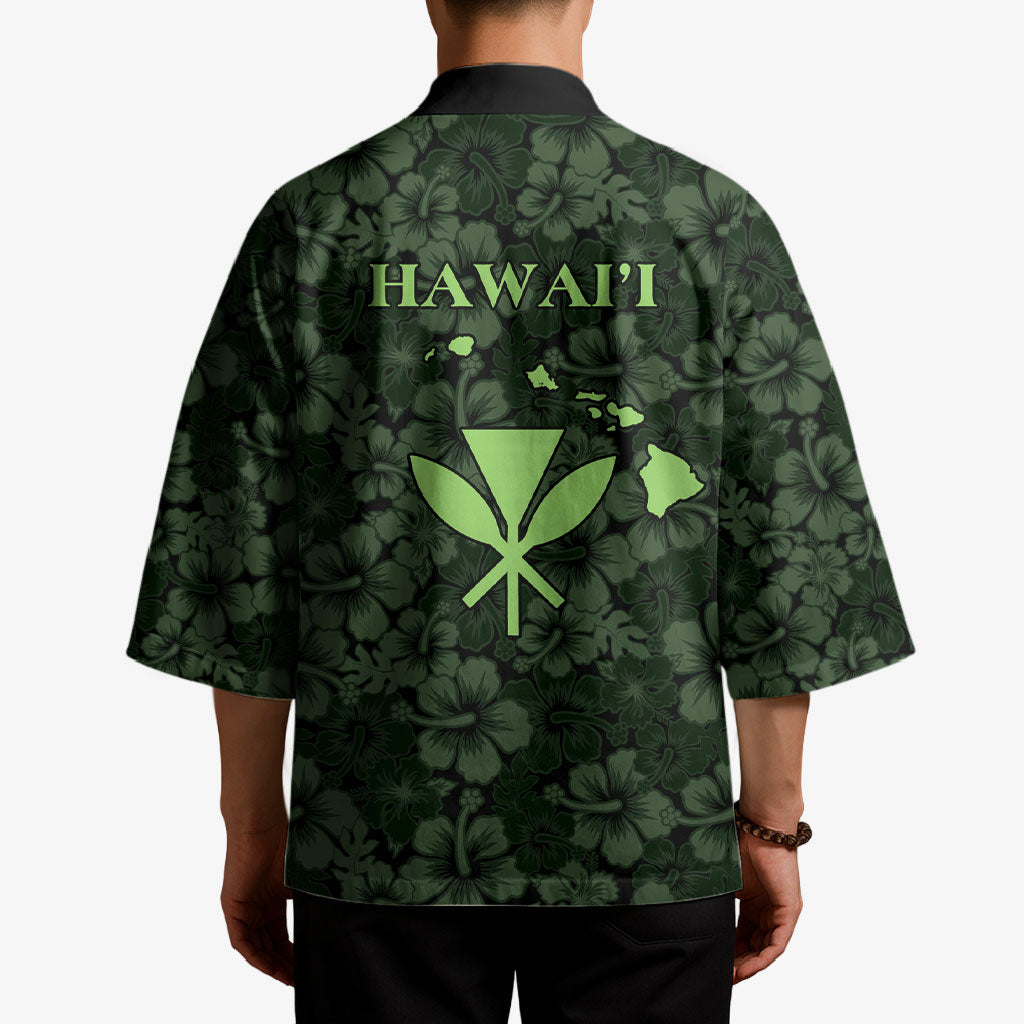Hawaii Lei Kamehameha Kimono Oma'oma'o Seamless Pattern Hibiscus Flower