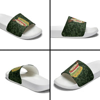 Hawaii Lei Kamehameha Slide Sandals Oma'oma'o Seamless Pattern Hibiscus Flower