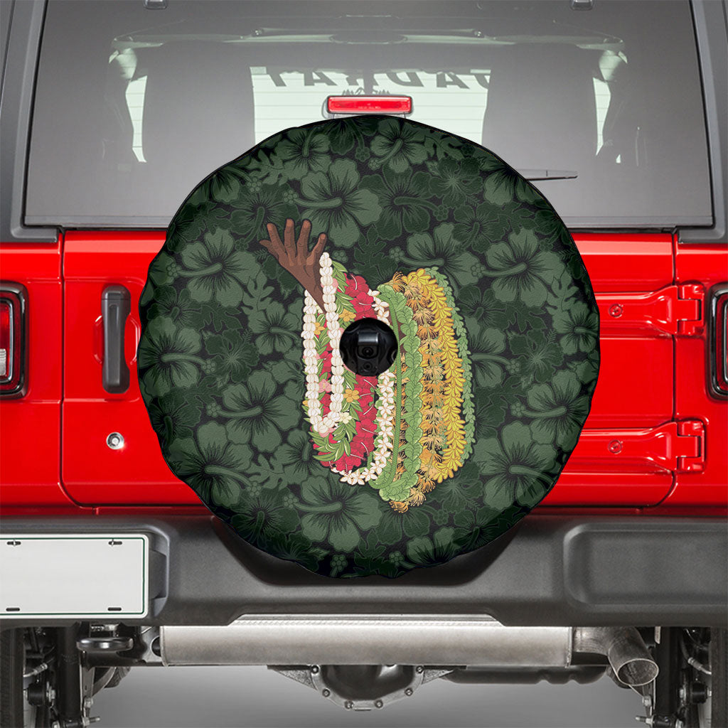 Hawaii Lei Kamehameha Spare Tire Cover Oma'oma'o Seamless Pattern Hibiscus Flower
