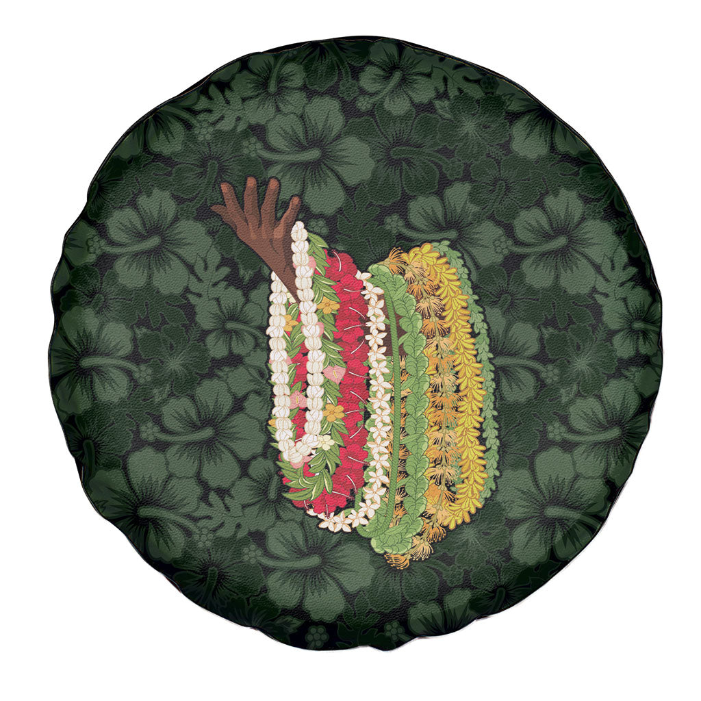 Hawaii Lei Kamehameha Spare Tire Cover Oma'oma'o Seamless Pattern Hibiscus Flower