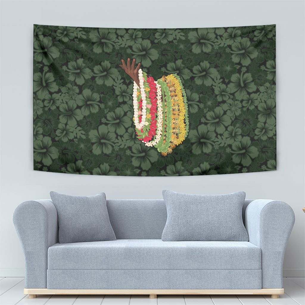 Hawaii Lei Kamehameha Tapestry Oma'oma'o Seamless Pattern Hibiscus Flower