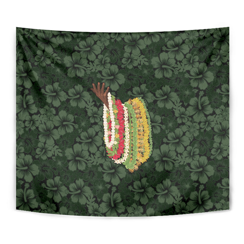 Hawaii Lei Kamehameha Tapestry Oma'oma'o Seamless Pattern Hibiscus Flower