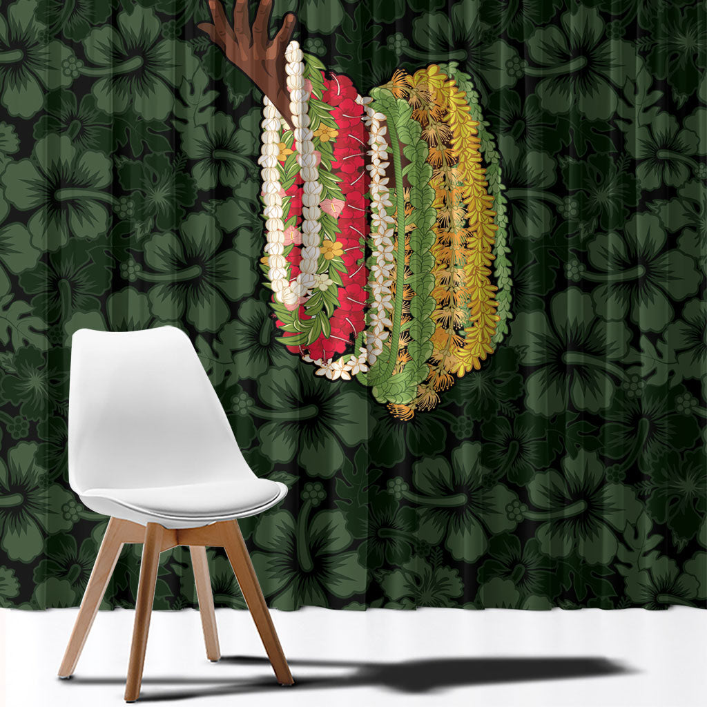 Hawaii Lei Kamehameha Window Curtain Oma'oma'o Seamless Pattern Hibiscus Flower