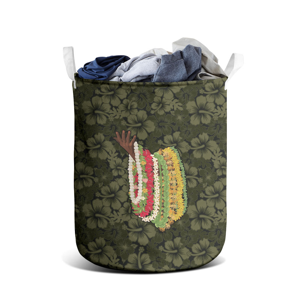 Hawaii Lei Kamehameha Laundry Basket Melemele Seamless Pattern Hibiscus Flower