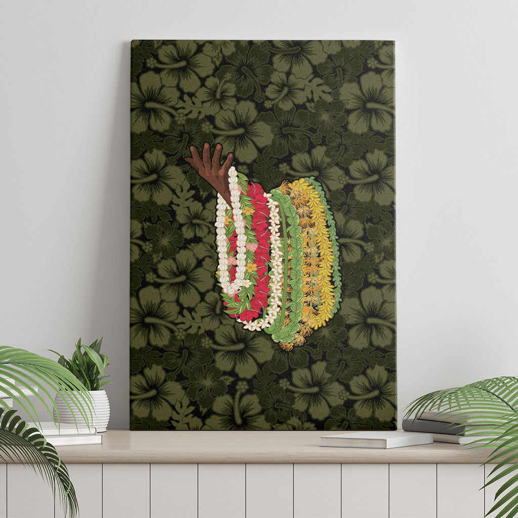 Hawaii Lei Kamehameha Canvas Wall Art Melemele Seamless Pattern Hibiscus Flower