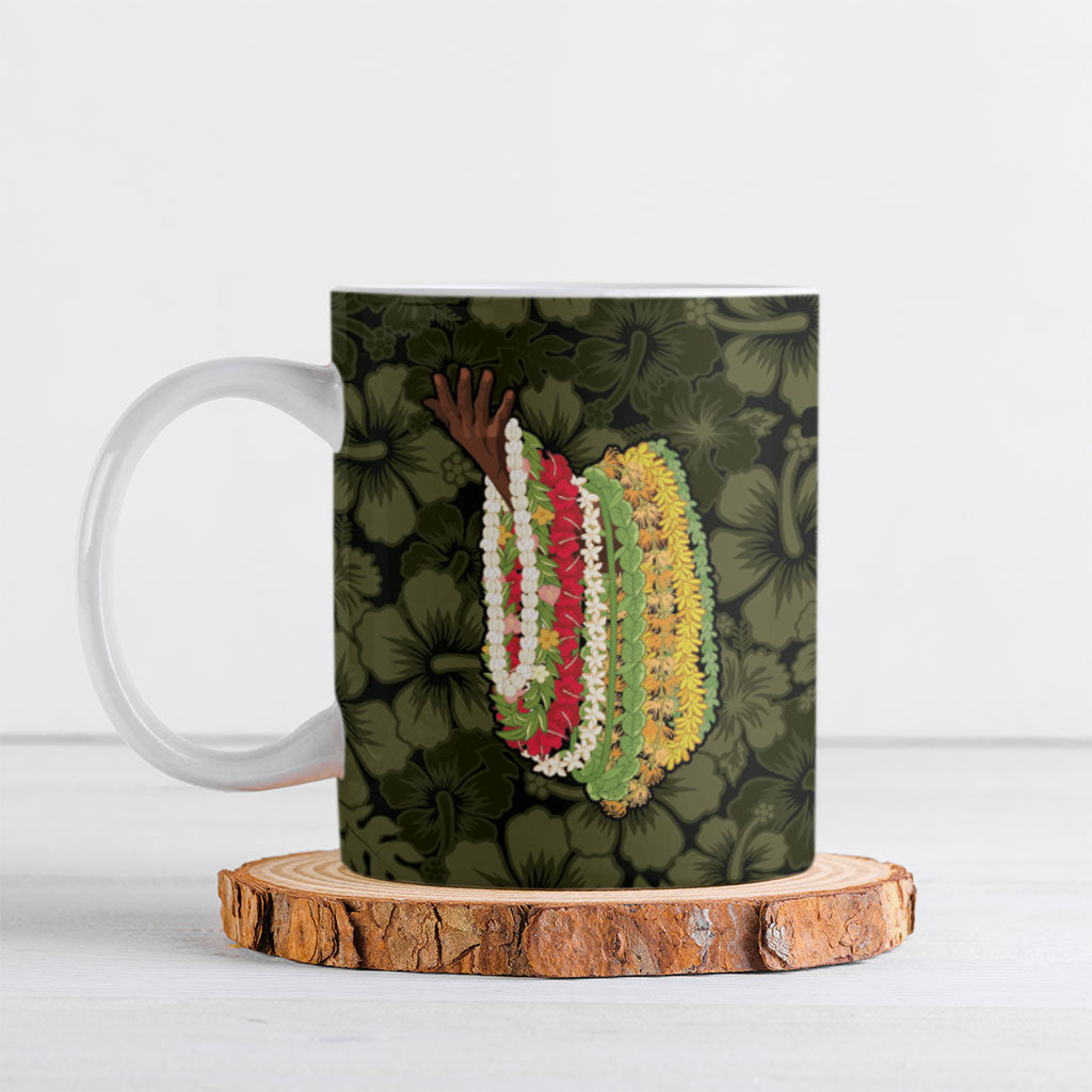 Hawaii Lei Kamehameha Ceramic Mug Melemele Seamless Pattern Hibiscus Flower LT9 Yellow - Polynesian Pride
