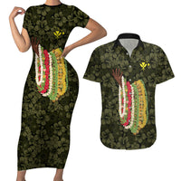 Hawaii Lei Kamehameha Couples Matching Short Sleeve Bodycon Dress and Hawaiian Shirt Melemele Seamless Pattern Hibiscus Flower LT9 Yellow - Polynesian Pride