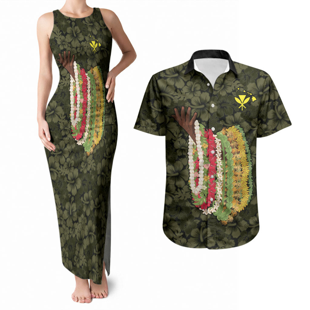 Hawaii Lei Kamehameha Couples Matching Tank Maxi Dress and Hawaiian Shirt Melemele Seamless Pattern Hibiscus Flower LT9 Yellow - Polynesian Pride