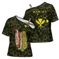 Hawaii Lei Kamehameha Cross Shoulder Shirt Melemele Seamless Pattern Hibiscus Flower