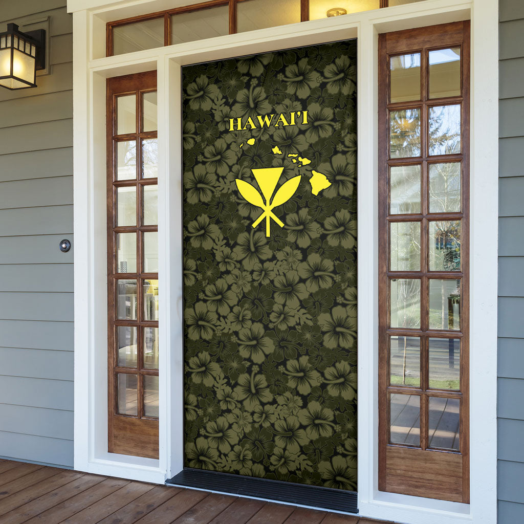 Hawaii Lei Kamehameha Door Cover Melemele Seamless Pattern Hibiscus Flower LT9 - Polynesian Pride
