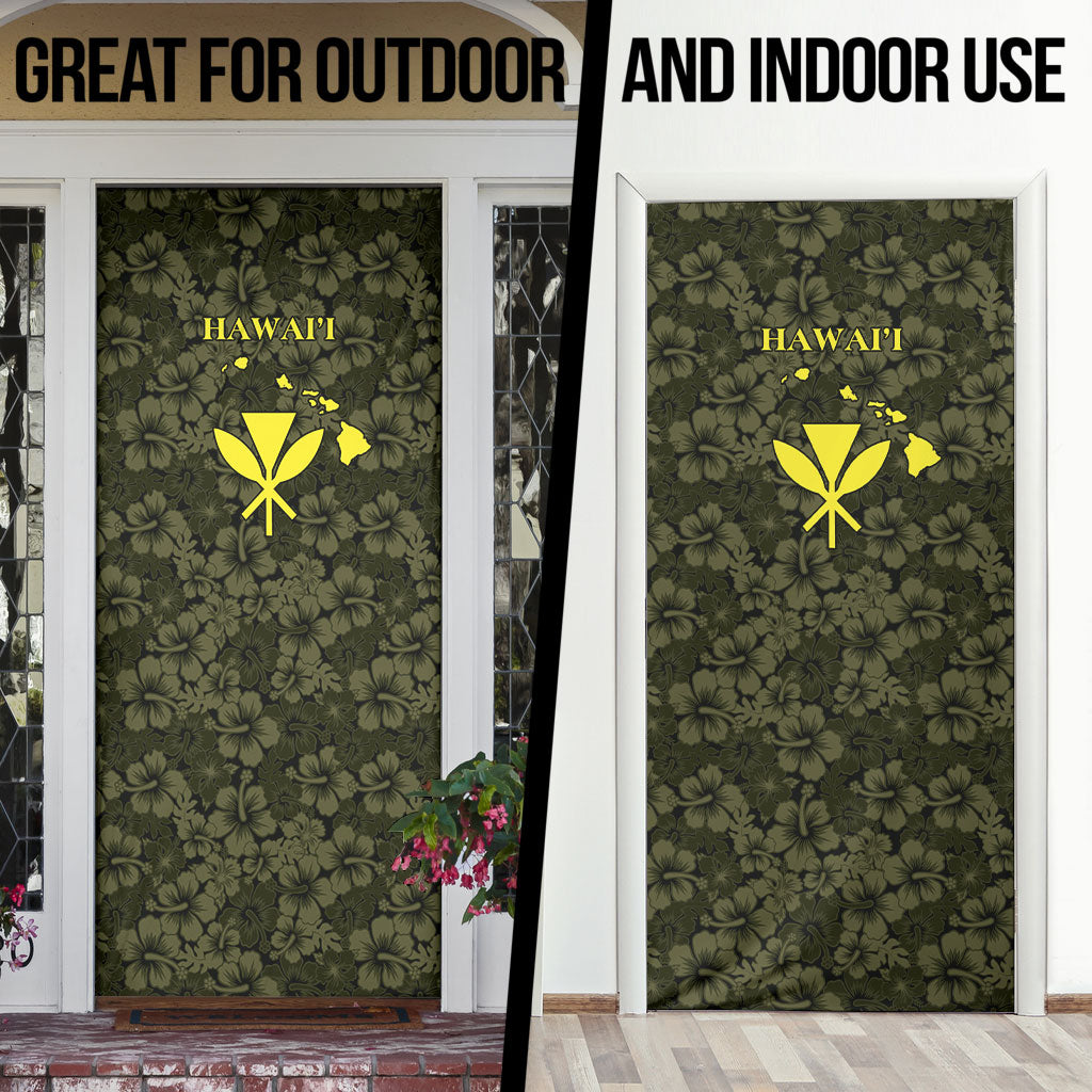 Hawaii Lei Kamehameha Door Cover Melemele Seamless Pattern Hibiscus Flower LT9 - Polynesian Pride