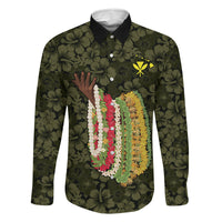 Hawaii Lei Kamehameha Family Matching Mermaid Dress and Hawaiian Shirt Melemele Seamless Pattern Hibiscus Flower LT9 Dad's Shirt - Long Sleeve Yellow - Polynesian Pride