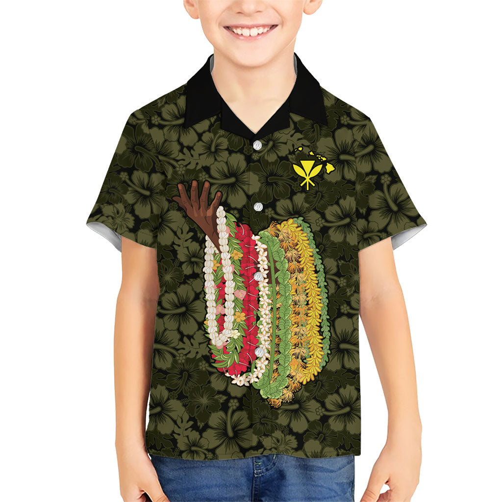 Hawaii Lei Kamehameha Family Matching Off Shoulder Maxi Dress and Hawaiian Shirt Melemele Seamless Pattern Hibiscus Flower LT9 Son's Shirt Yellow - Polynesian Pride