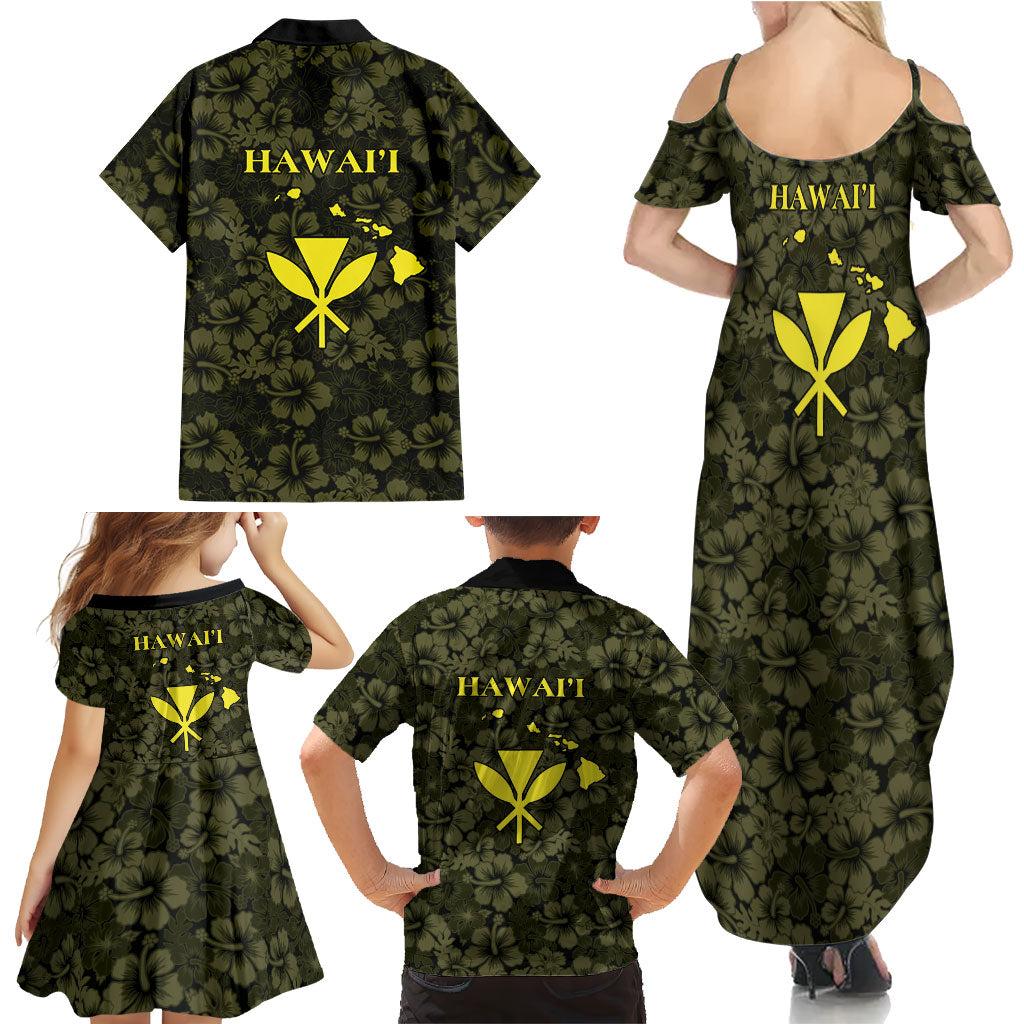 Hawaii Lei Kamehameha Family Matching Summer Maxi Dress and Hawaiian Shirt Melemele Seamless Pattern Hibiscus Flower LT9 - Polynesian Pride