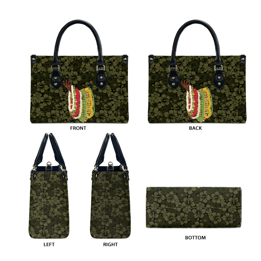 Hawaii Lei Kamehameha Leather Bag Melemele Seamless Pattern Hibiscus Flower LT9 - Polynesian Pride
